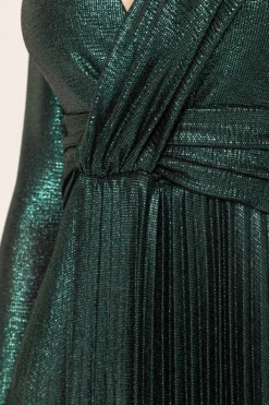 Nissa Green Pleated Midi Dress