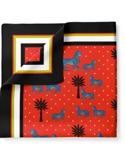 Ortigia Small Silk Square Scarf Red