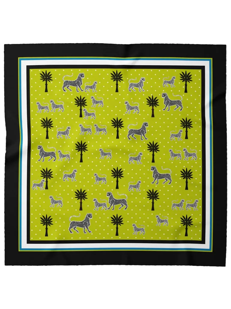 Ortigia Small Silk Square Scarf Green Print