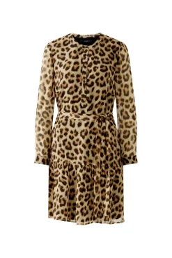 Oui Animal Print Dress Camel