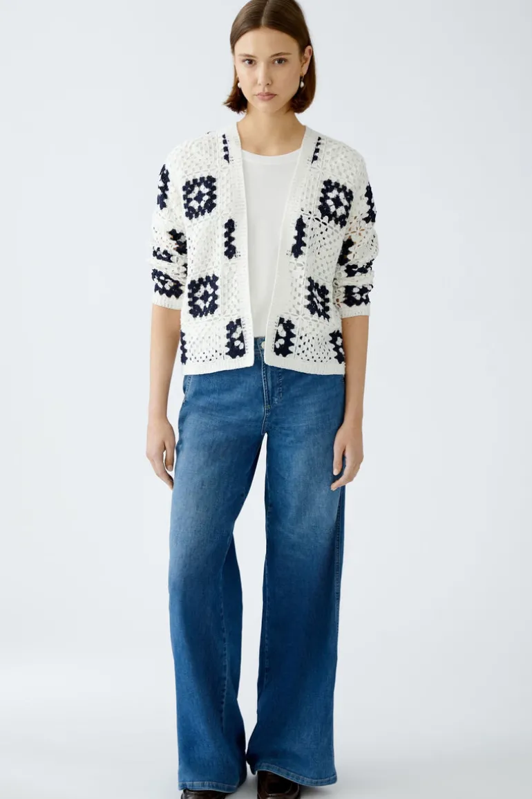 Oui Knit Cardigan White/Navy