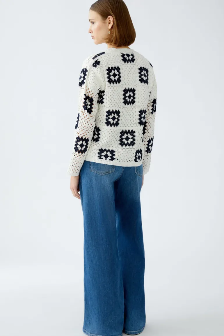 Oui Knit Cardigan White/Navy