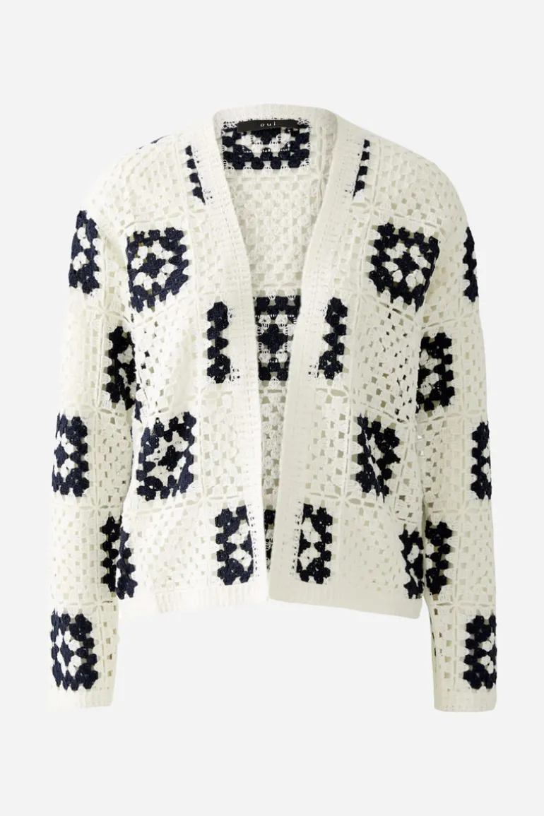 Oui Knit Cardigan White/Navy