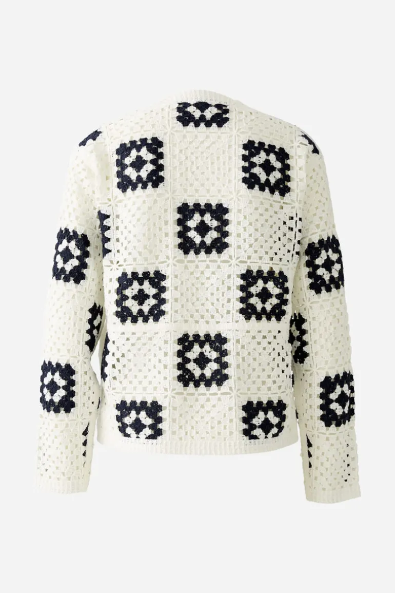 Oui Knit Cardigan White/Navy
