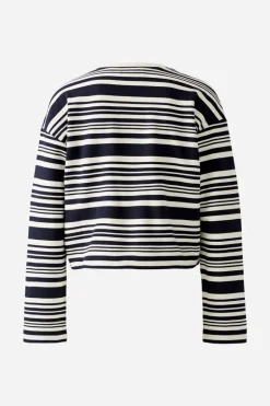 Oui Knit Striped Sweatshirt White/Navy