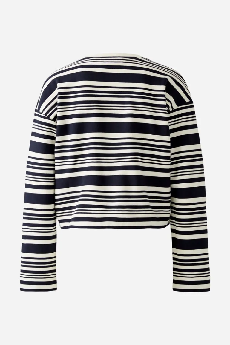 Oui Knit Striped Sweatshirt White/Navy