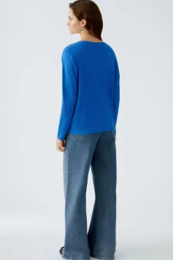 Oui Knit V-Neck Sweater Radiant Blue