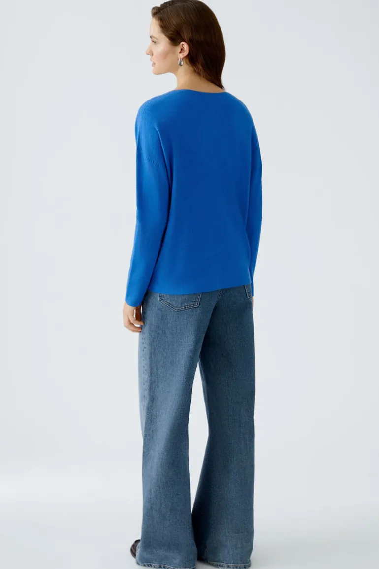 Oui Knit V-Neck Sweater Radiant Blue