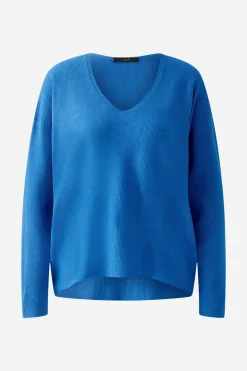 Oui Knit V-Neck Sweater Radiant Blue