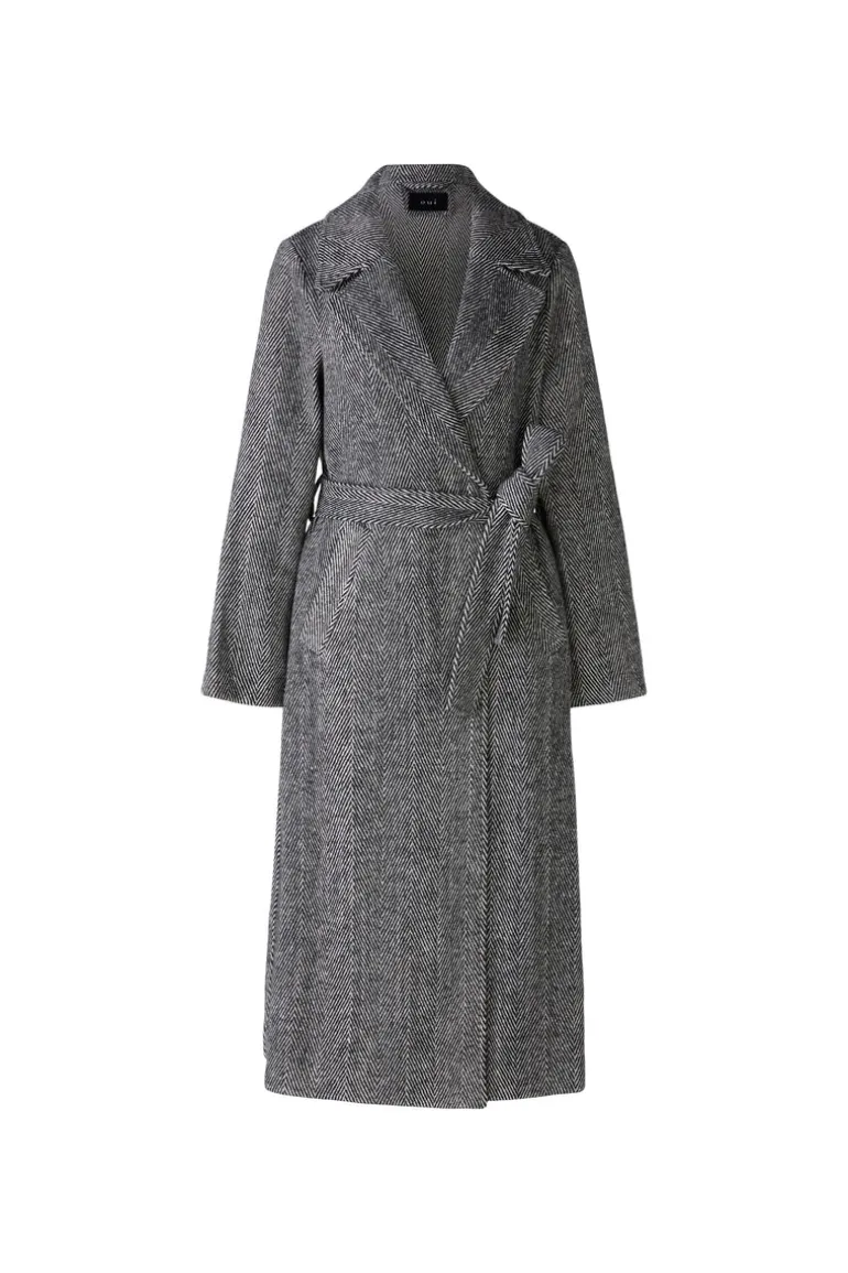 Oui Mantel Wool Blend Coat Black/Offwhite
