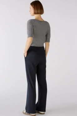 Oui Pinstripe Trousers Dark Blue/Grey