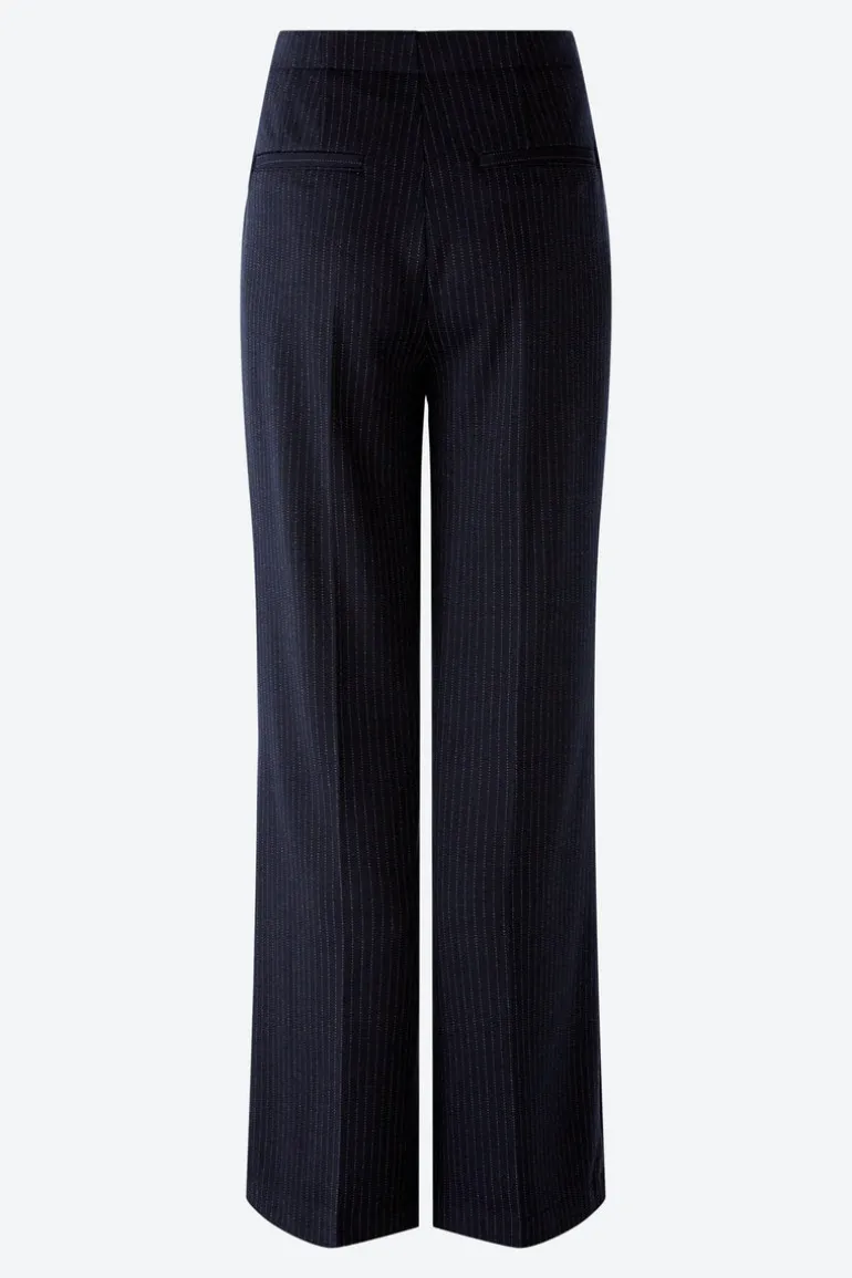 Oui Pinstripe Trousers Dark Blue/Grey