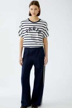 Oui Striped T-Shirt White/Navy