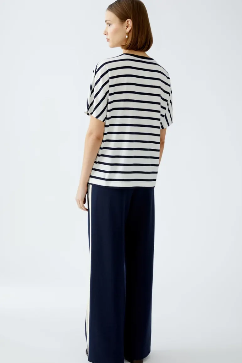 Oui Striped T-Shirt White/Navy