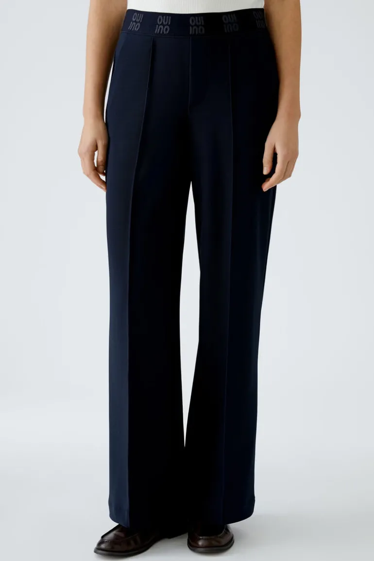 Oui Trousers Dark Navy