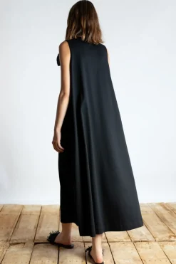 Psophia Black Dress With Flower Detail