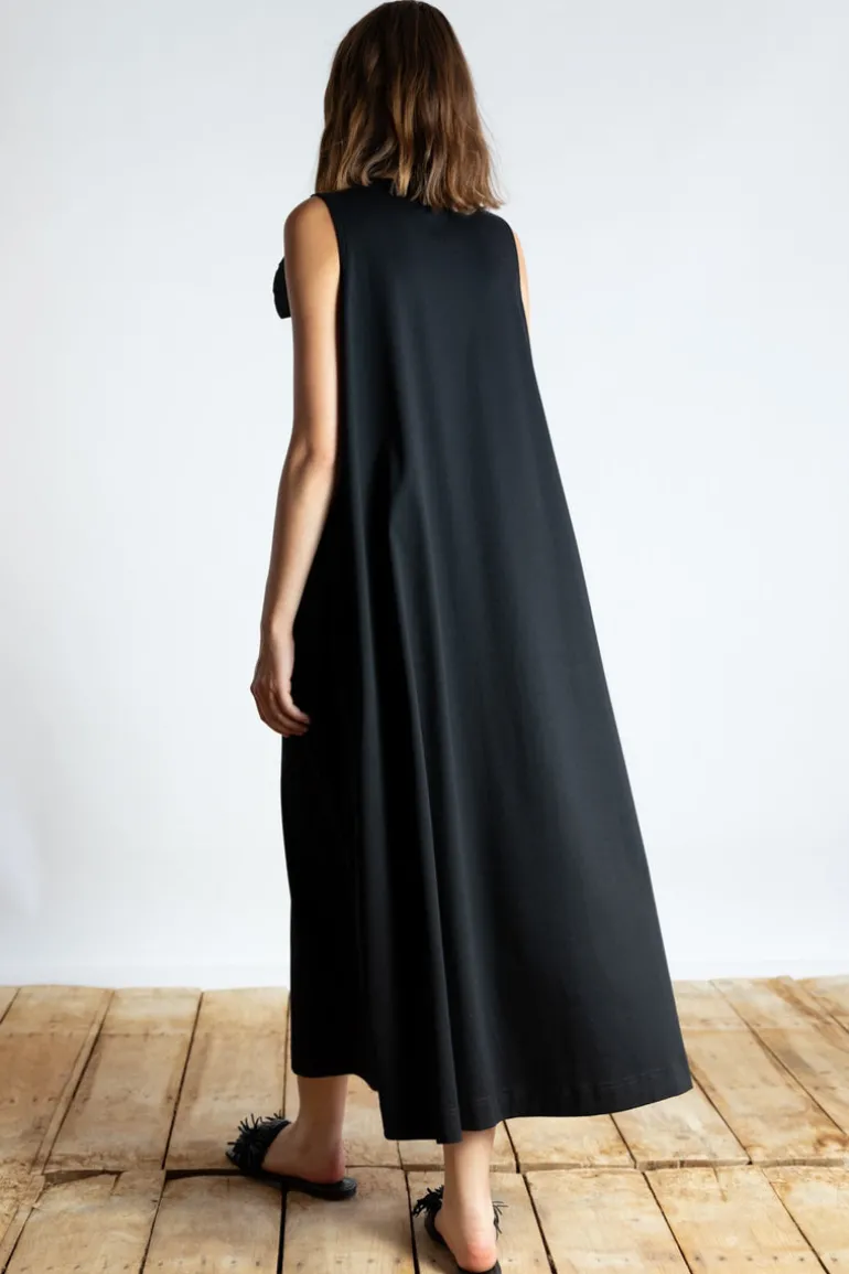 Psophia Black Dress With Flower Detail