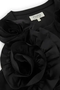 Psophia Black Dress With Flower Detail