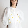 Psophia Embroidered Daisy Shirt White