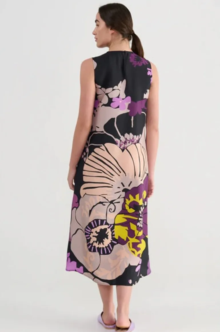 Psophia Silk Habotai Dress With Japanese Print