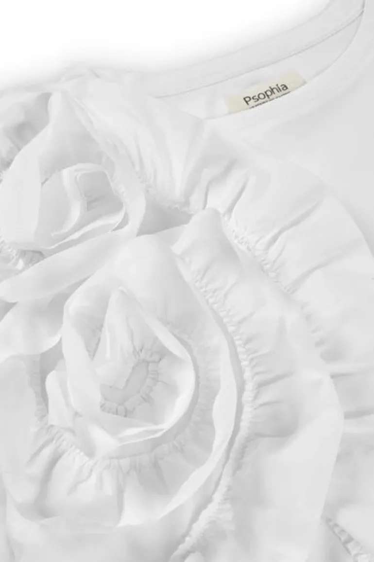 Psophia White T-Shirt With Rosette Detail