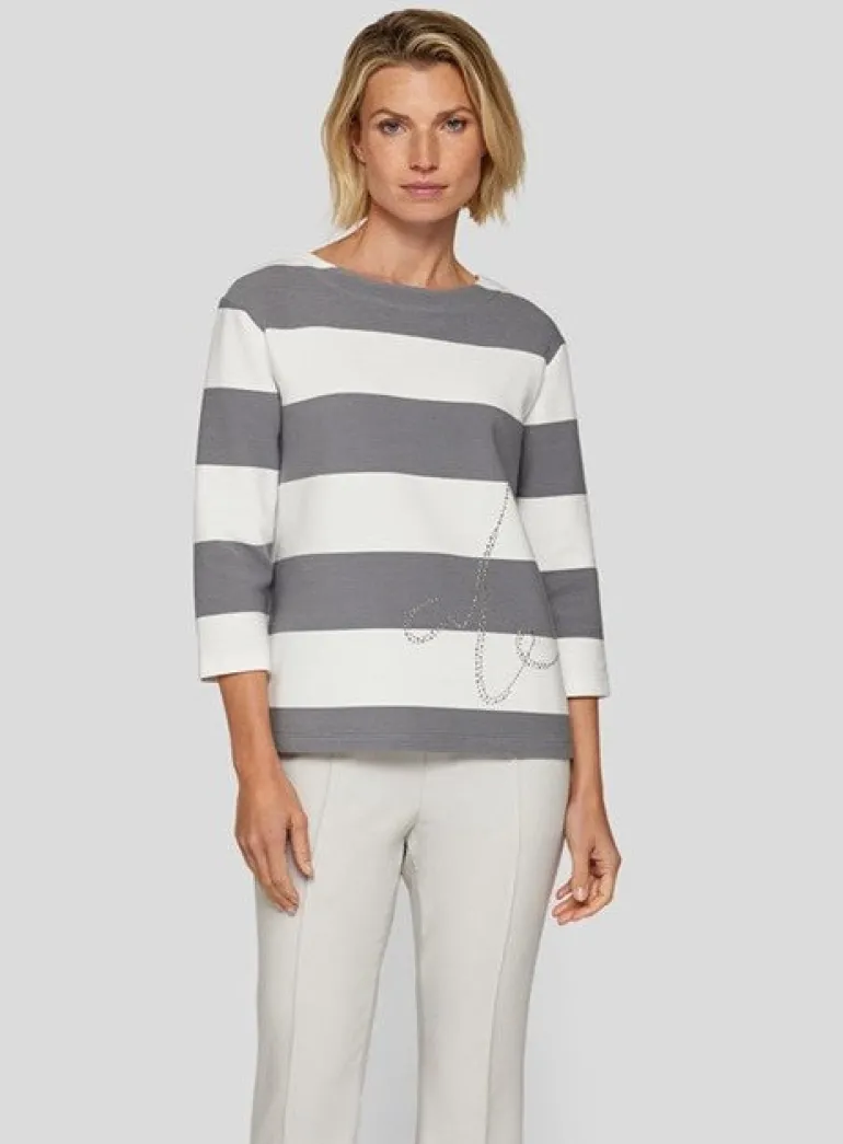 Rabe Striped Knit Top Grey