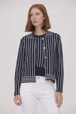 Scorzzo Knit Striped Top Navy/White