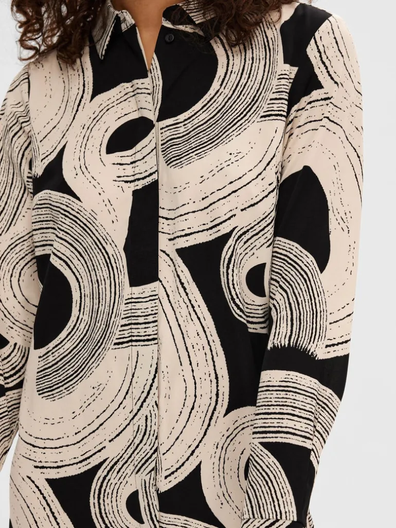 Selected Femme Luca Midi Dress Black Print