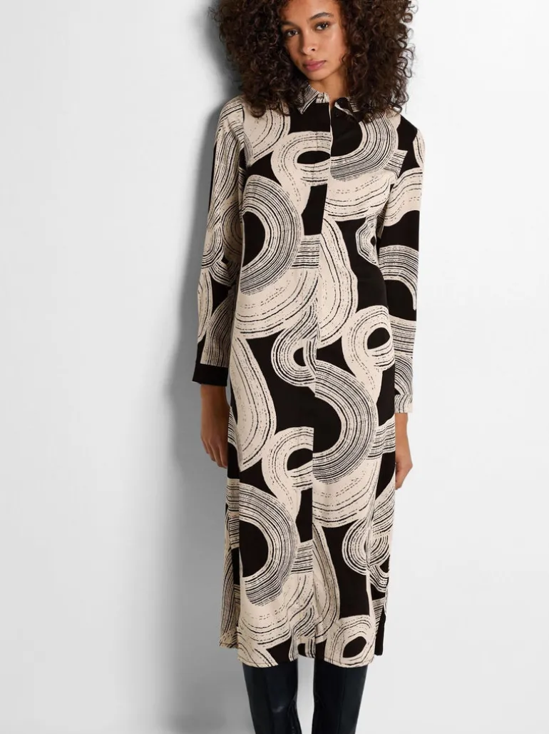 Selected Femme Luca Midi Dress Black Print