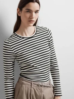 Selected Femme Anna Long Sleeve Crew Neck Tee Black/White