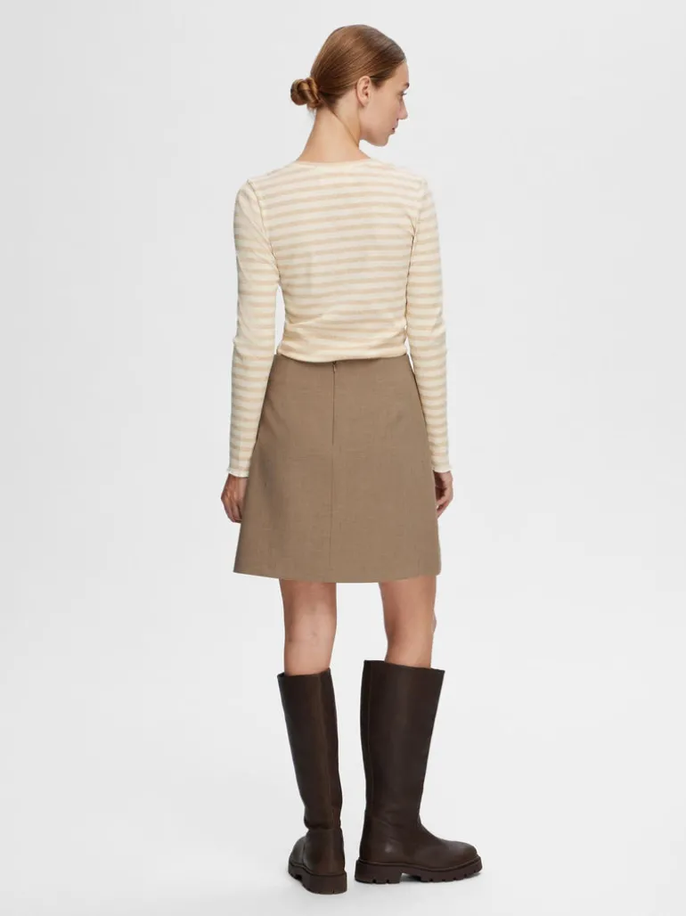 Selected Femme Anna Long Sleeve Crew Tee Oatmeal/Beige