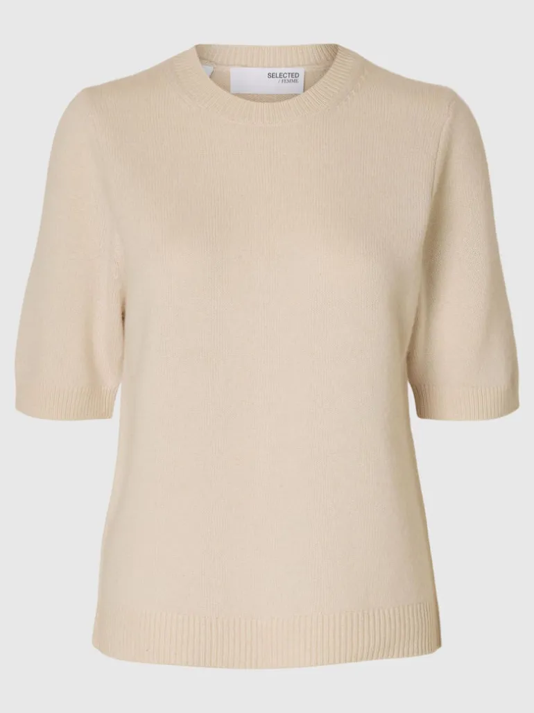 Selected Femme Cille Knit Top Birch Melange