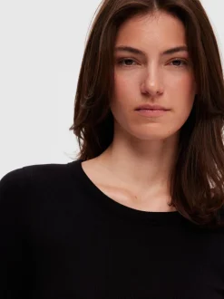 Selected Femme Dianna Long Sleeve Tee Black