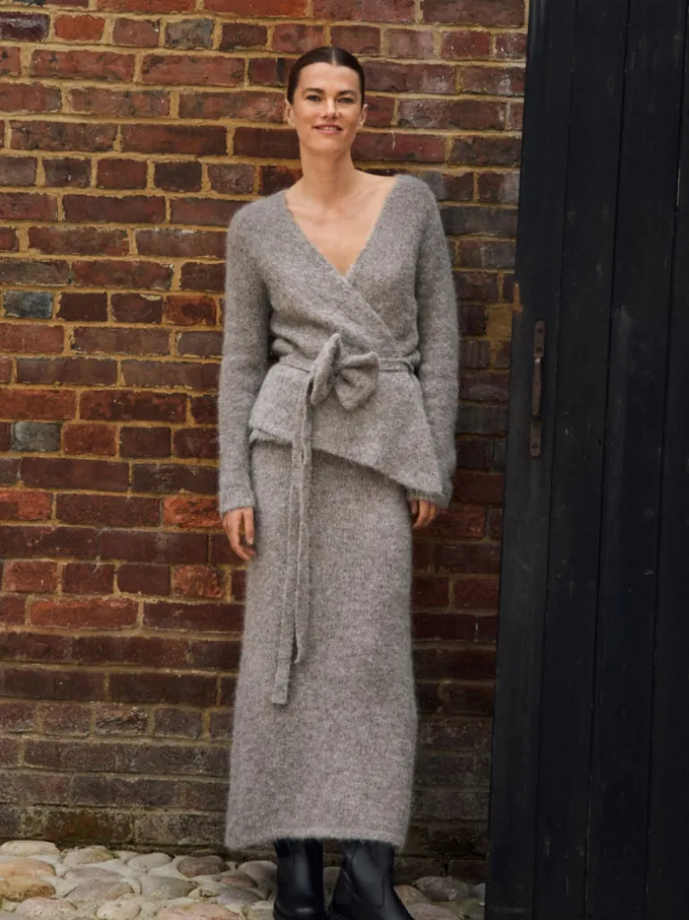Selected Femme Gabella Knit Wrapped Cardigan Steel Grey
