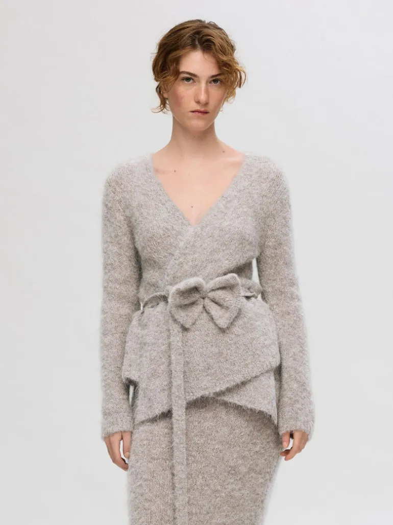 Selected Femme Gabella Knit Wrapped Cardigan Steel Grey