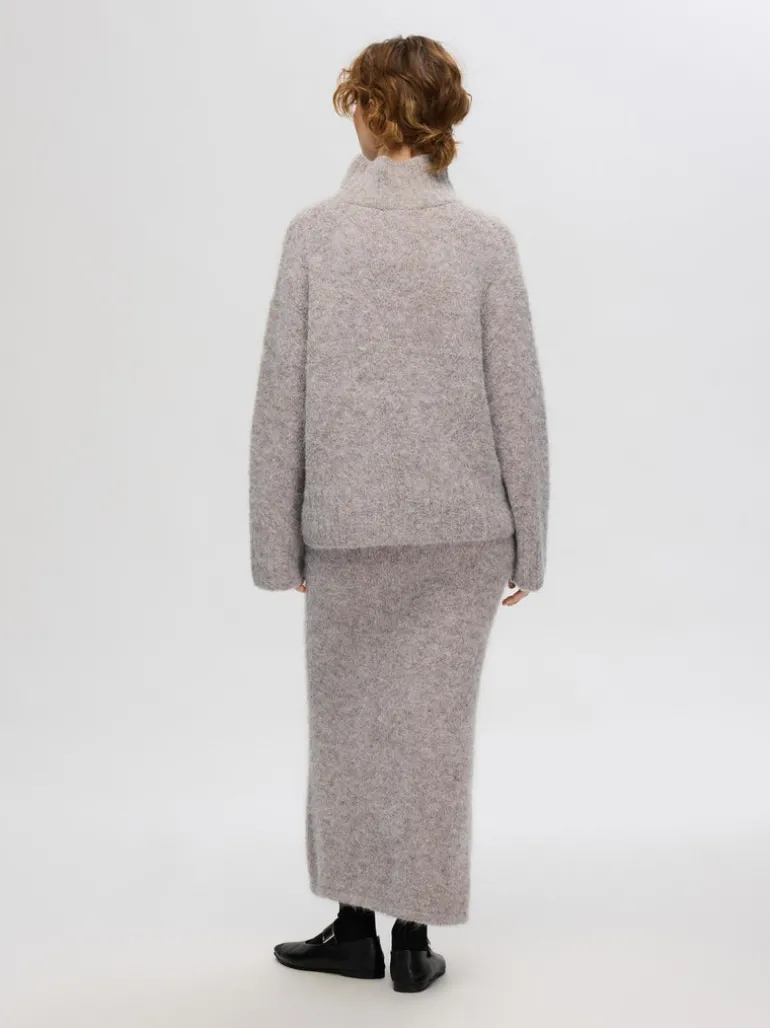 Selected Femme Gabella Knit High Neck Sweater Steel Grey