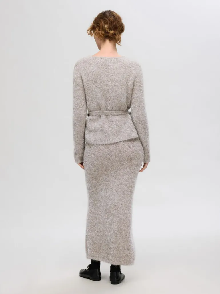 Selected Femme Gabella Knit Wrapped Cardigan Steel Grey