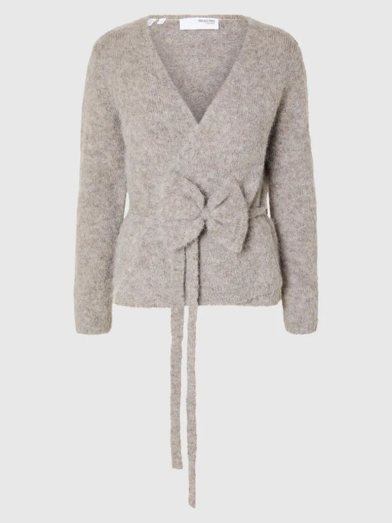 Selected Femme Gabella Knit Wrapped Cardigan Steel Grey