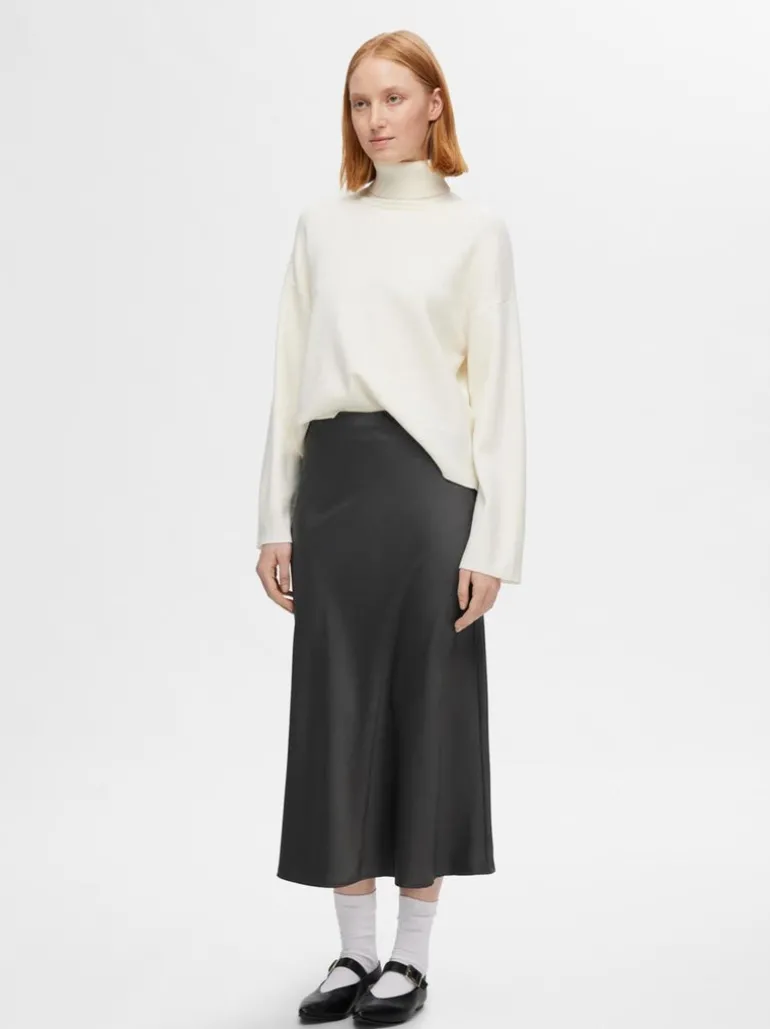 Selected Femme Lena High Waist Midi Skirt Volcanic Ash