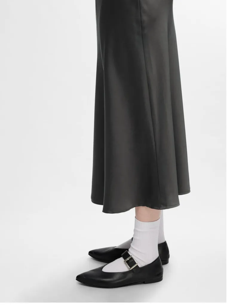 Selected Femme Lena High Waist Midi Skirt Volcanic Ash