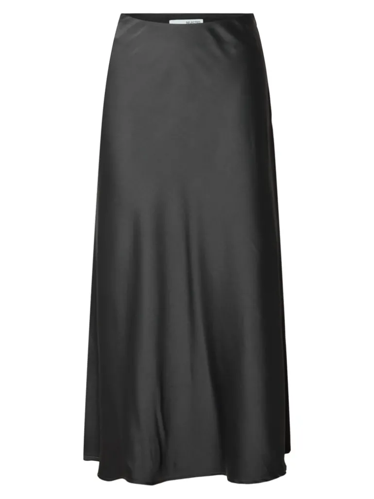 Selected Femme Lena High Waist Midi Skirt Volcanic Ash