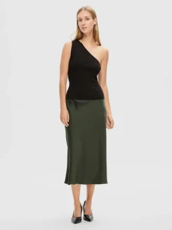 Selected Femme Lura Lurex One Shoulder Knit Top Black