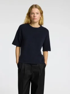 Selected Femme Maline Knit Top Dark Sapphire