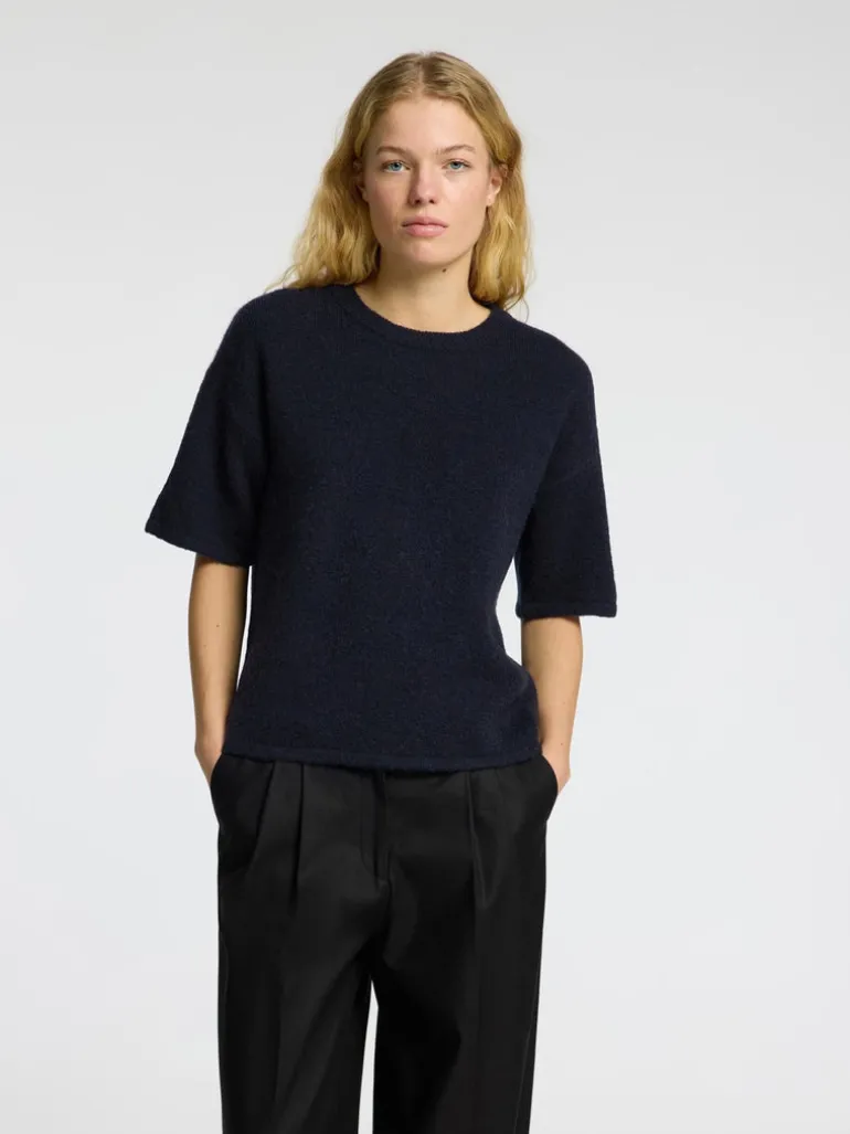 Selected Femme Maline Knit Top Dark Sapphire