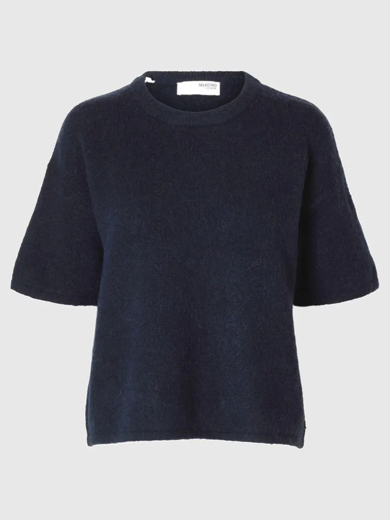 Selected Femme Maline Knit Top Dark Sapphire