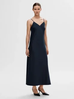 Selected Femme Satin Maxi Dress Dark Sapphire