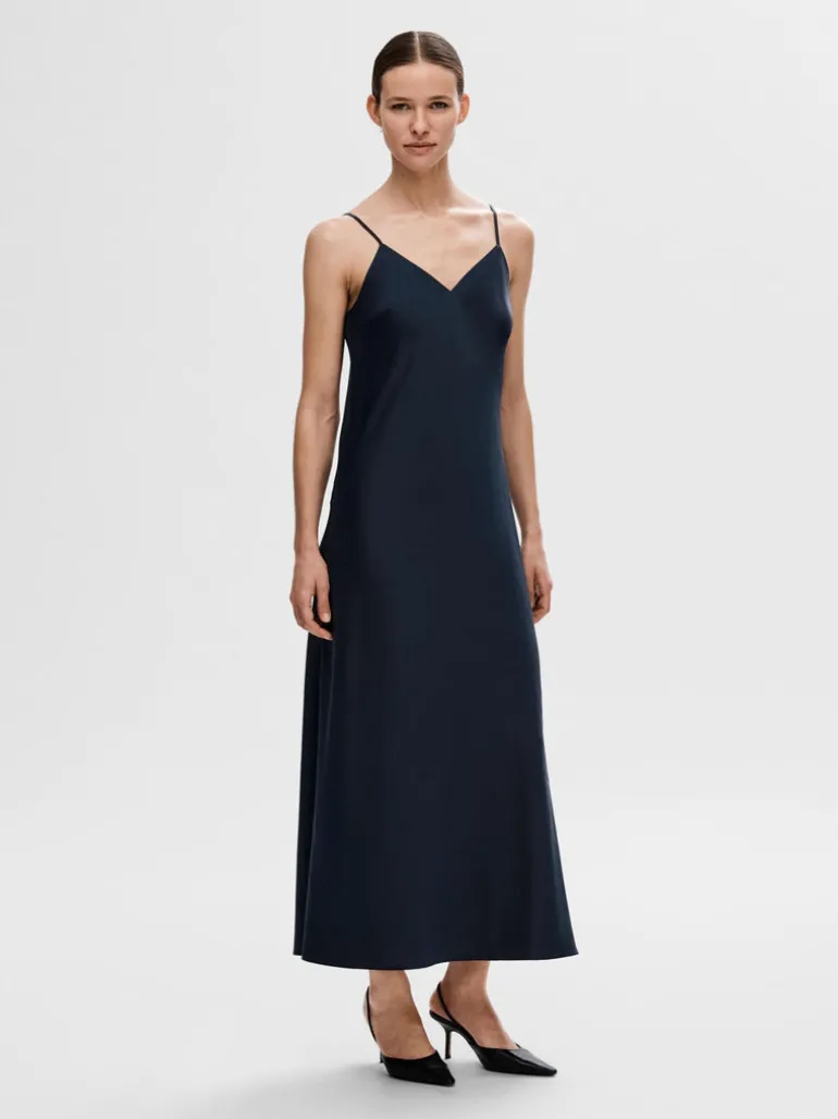 Selected Femme Satin Maxi Dress Dark Sapphire
