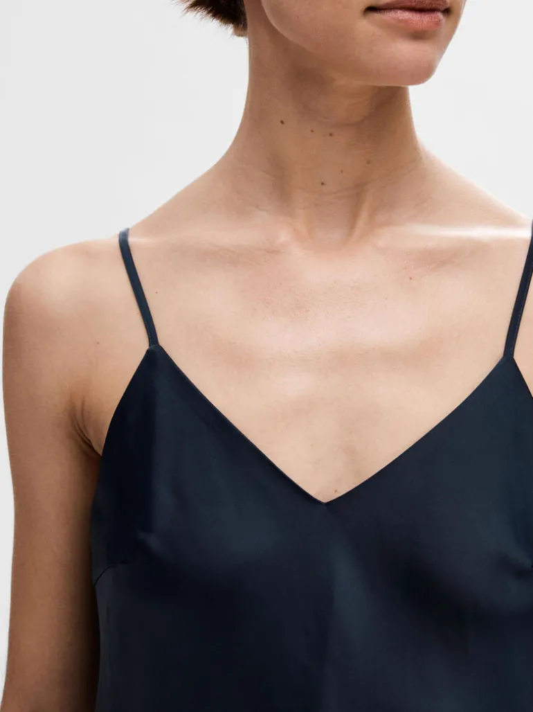 Selected Femme Satin Maxi Dress Dark Sapphire