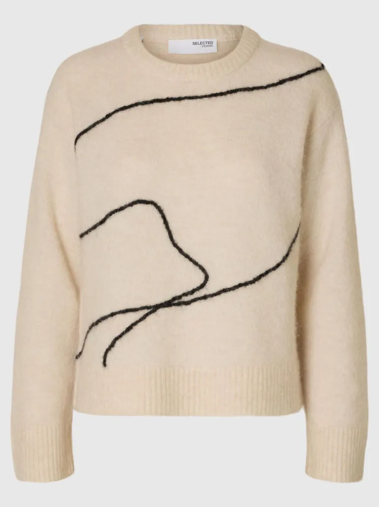 Selected Femme Sia Knit Jumper Birch/Black