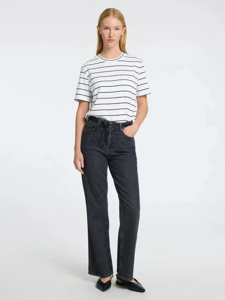 Selected Femme Striped Tee White/Black